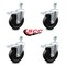Service Caster 5 Inch Hard Rubber Swivel 3/8 Inch Threaded Stem Caster Set Total Lock Brake SCC SCC-TSTTL20S514-HRS-381615-4 - alternate 3